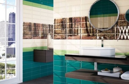 Niebieski i zielony kolor w łazience
