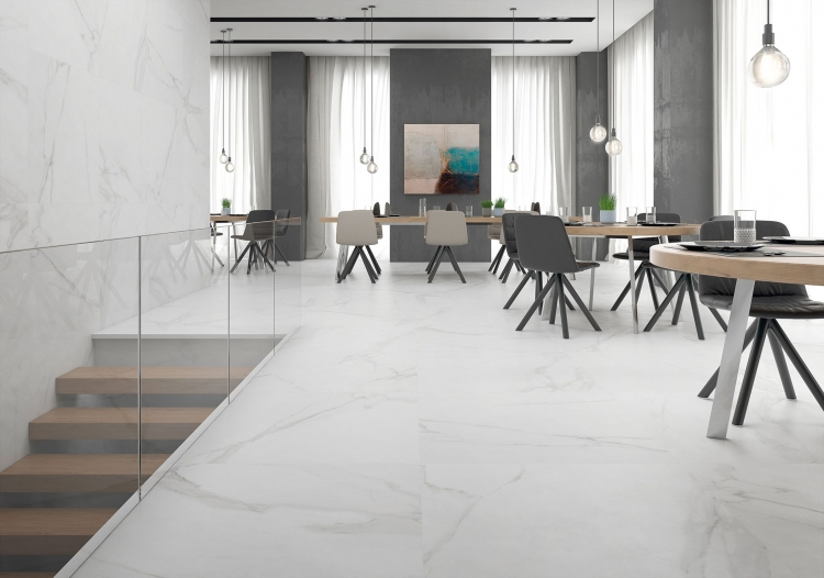 Nowoczesne płytki podłogowe błyszczące - Saloni Mattei Blanco