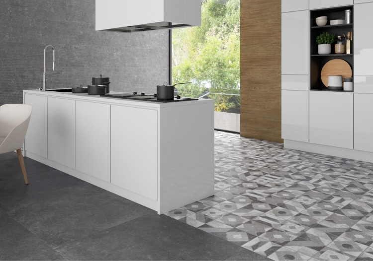 Szare płytki do kuchni Saloni B-Stone Outline Gris